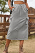 'Solana' Drawstring Waist Slit Denim Skirt - Celes Fashion